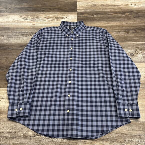 Charles Tyrwhitt Blue Mens 2XL Gingham Check Plaid Slim Fit Button Down Shirt - Picture 2 of 11